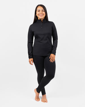 Bea Black Botanical Half Zip Winter Top