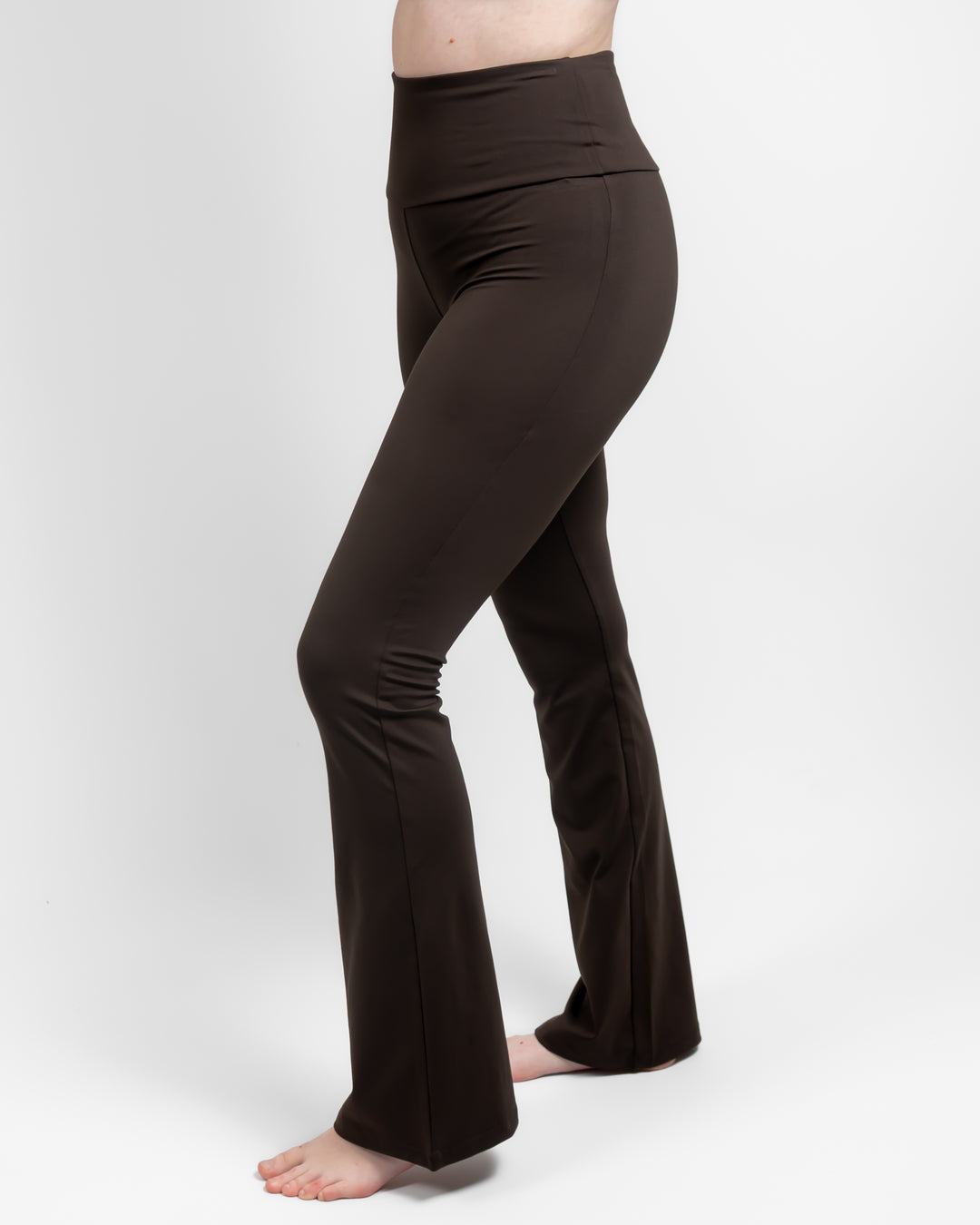 Maya Mocha Brown Flared Leggings Without Pockets