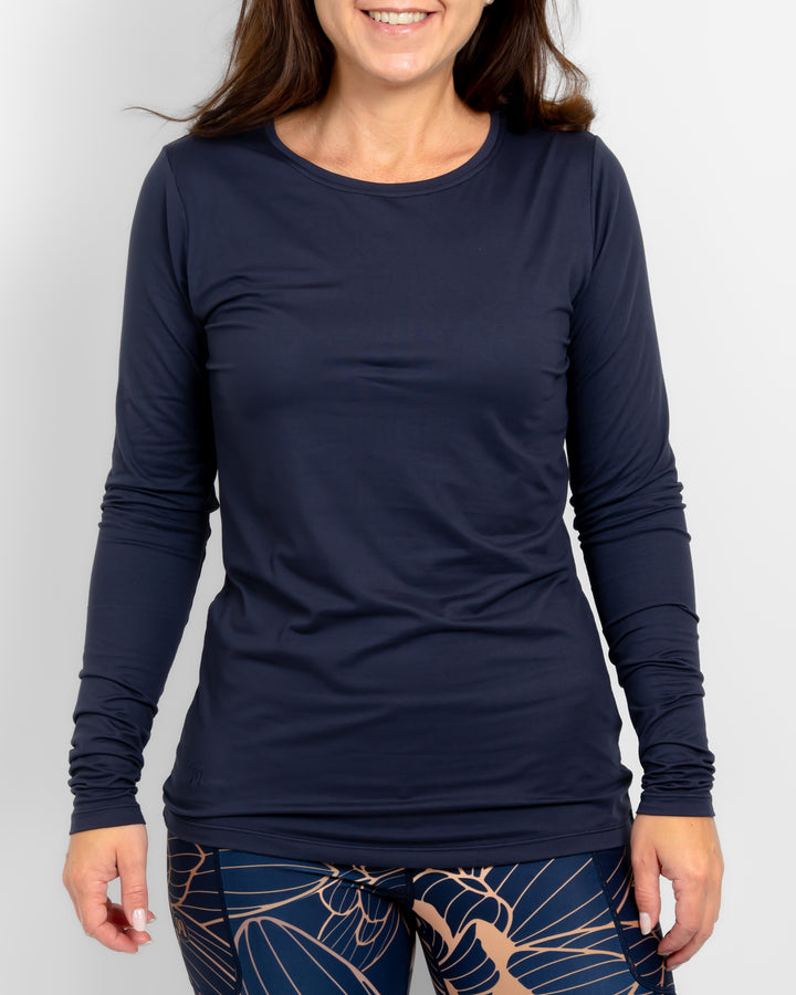 Mira Fitted Deep Blue Long-Sleeve