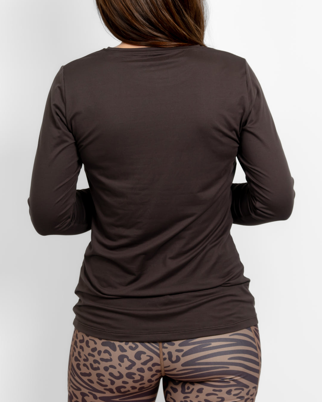 Mira Fitted Mocha Brown Long-Sleeve